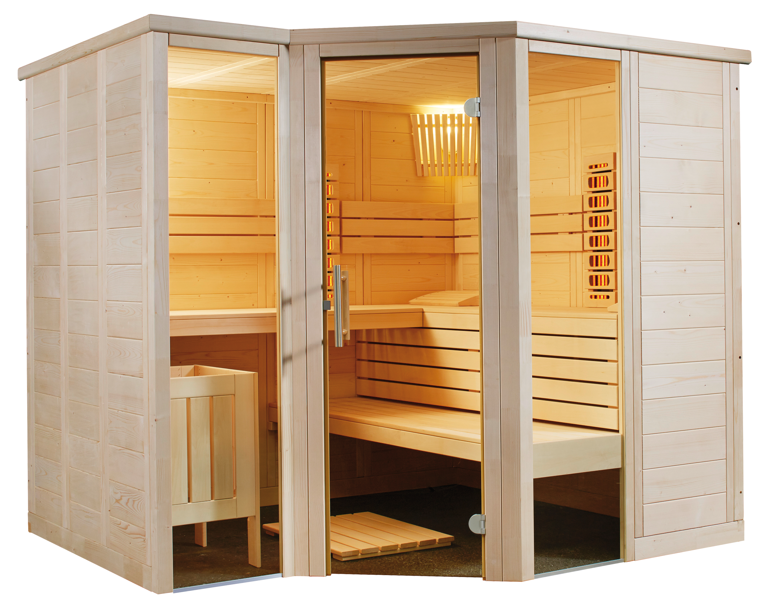 Harvia Arktis Infra+ | Massivsauna Infrarot Fichtenholz Innensauna Bausatz | 232 x 206 x 204 cm (B/T/H)
