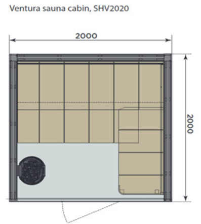 Harvia Ventura 2020 | Innensauna Fichtenholz Bausatz | 200 x 200 x 210 cm (B/T/H) | SHV2020 / SHV2020L