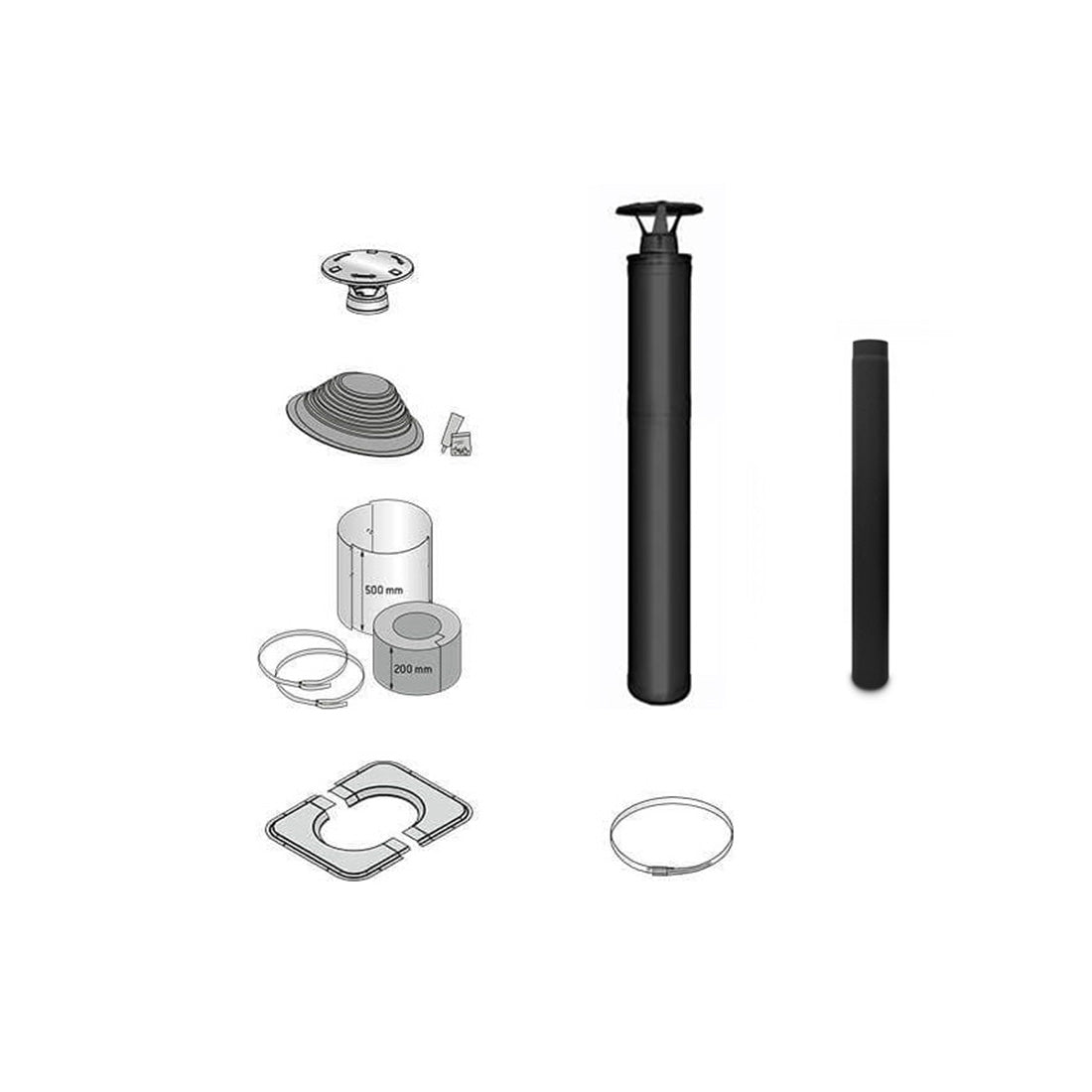 Harvia WHP1500M |  Schornsteinset schwarz Komplettset für Sauna Holzöfen | WHP1500M