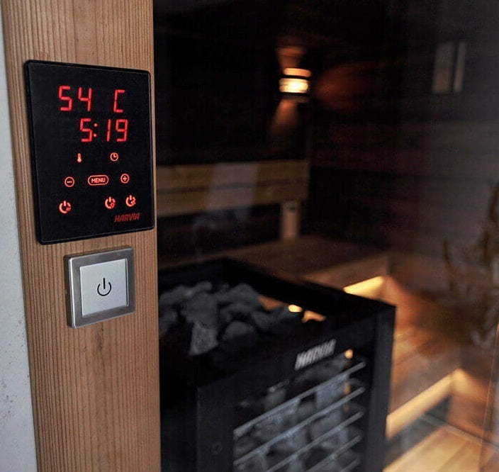 Harvia Cilindro E | Elektro Saunaofen Set mit Harvia CX110 Bedienfeld + Saunasteine | 6,8 kW / 9 kW