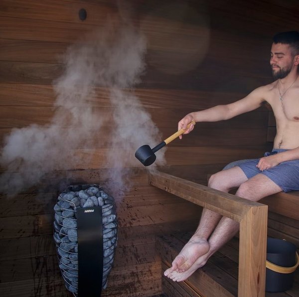 Harvia Spirit XW | Elektro Saunaofen Set mit CX110 Bedienfeld + WIFI Steuerung über das Handy + 60kg runde Saunasteine | 6 kW / 9 kW