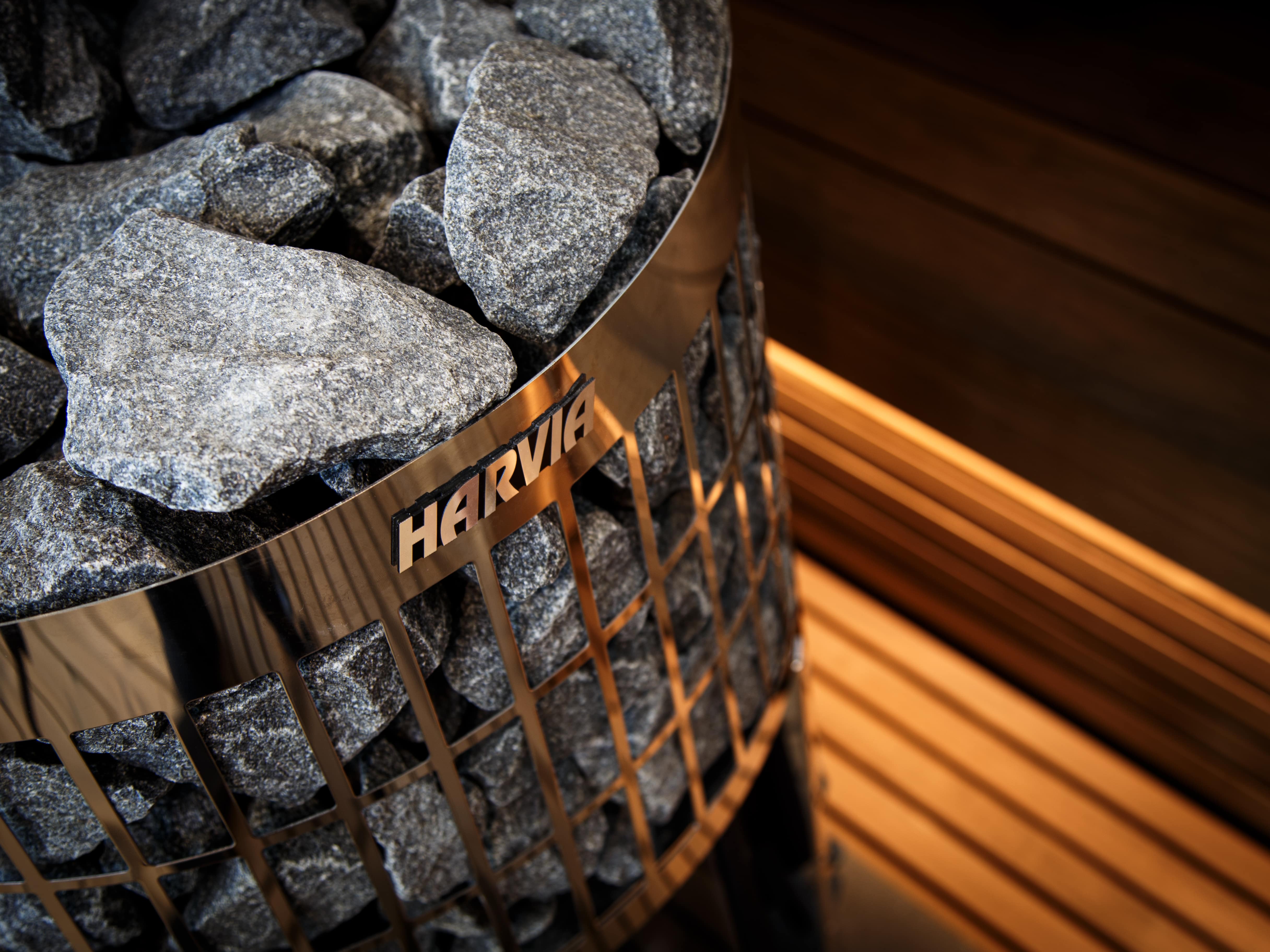 Harvia Cilindro 20 | Saunaofen Holz Komplettset mit BimSchV Stufe 2 - inkl. Schornsteinset nach Wahl & 120 kg Saunastein | 17 kW